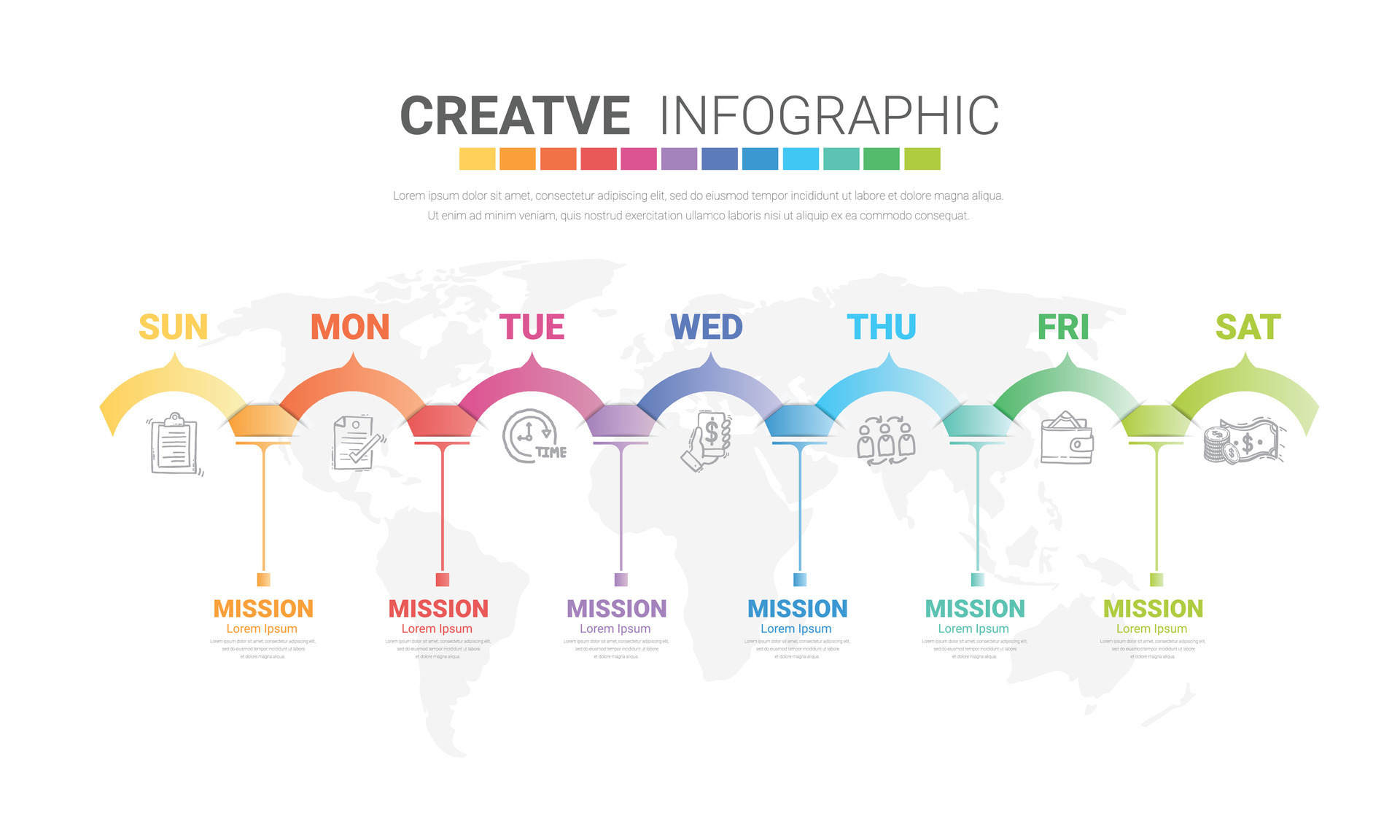 Week Timeline diagram calendar 7 day, Infographic design vector and ...