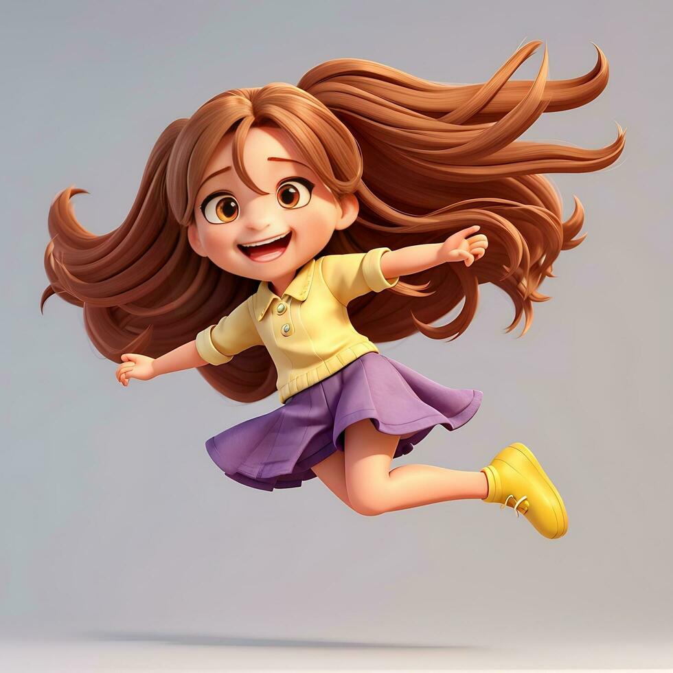 cute smiling girl jumping photo