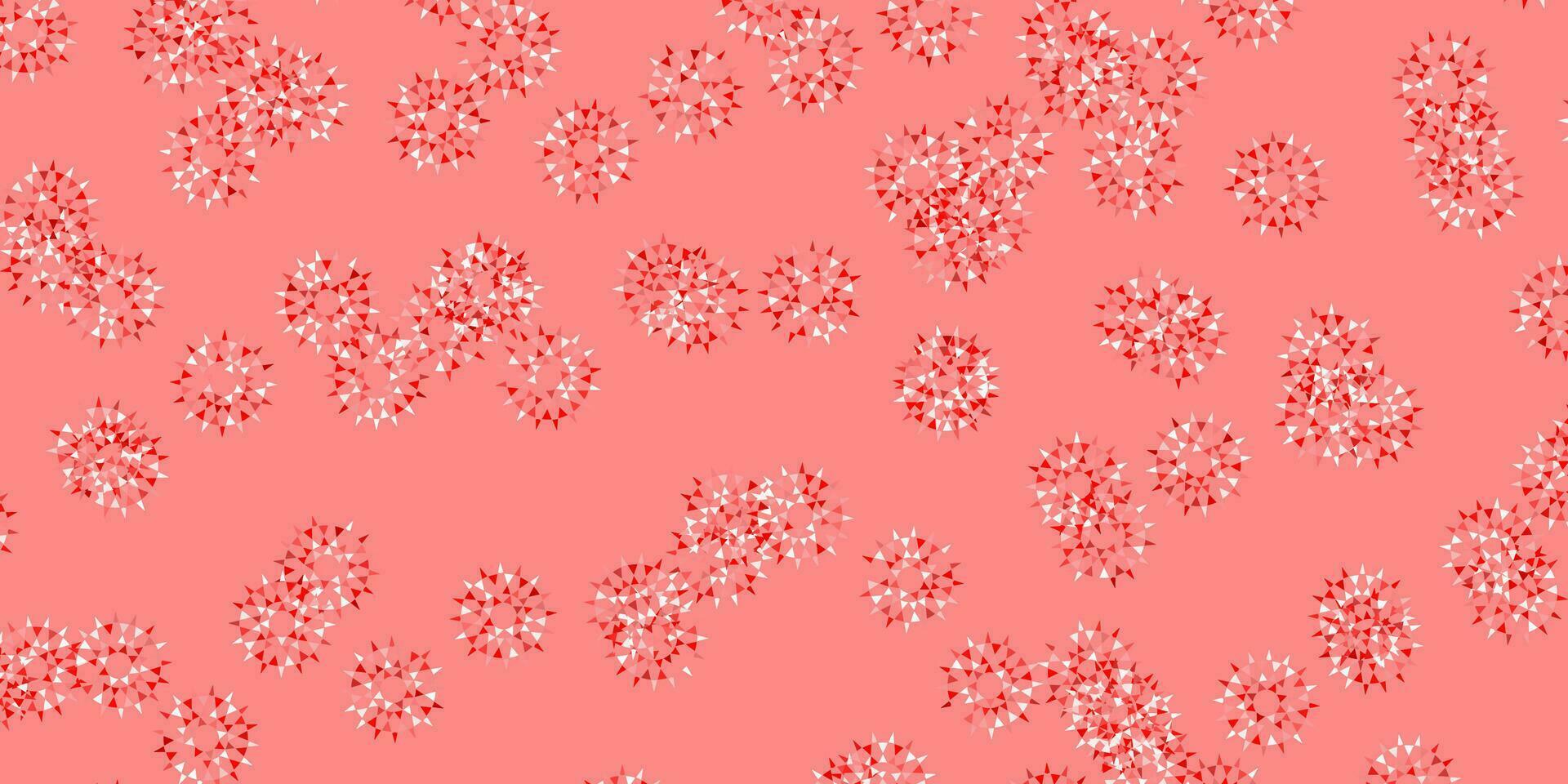 Light red vector doodle template with flowers.