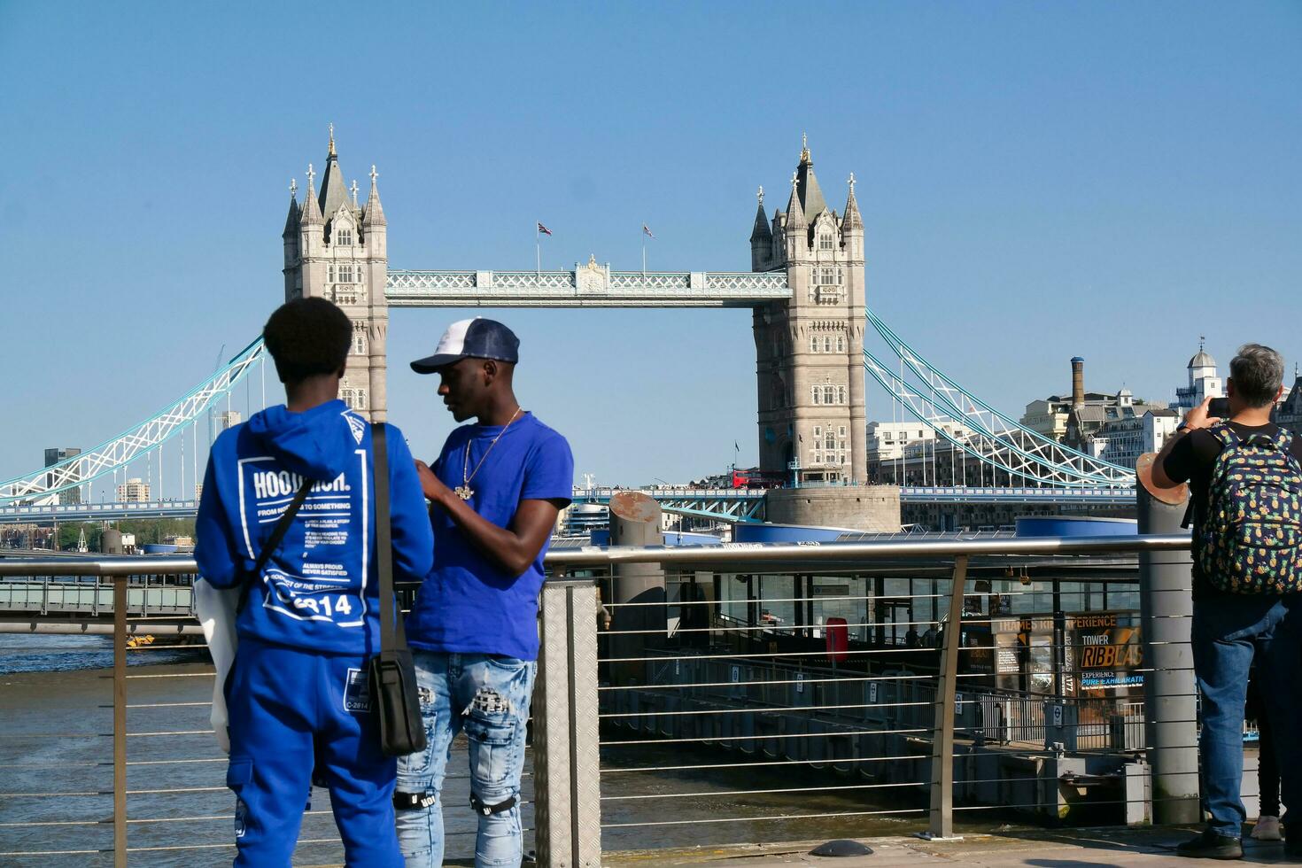 Most Beautiful Image of International Community Tourist People are Visiting Tower Bridge and River Thames at Central London Capital City of England Great Britain UK on Sunny Day of June 4th, 2023 photo