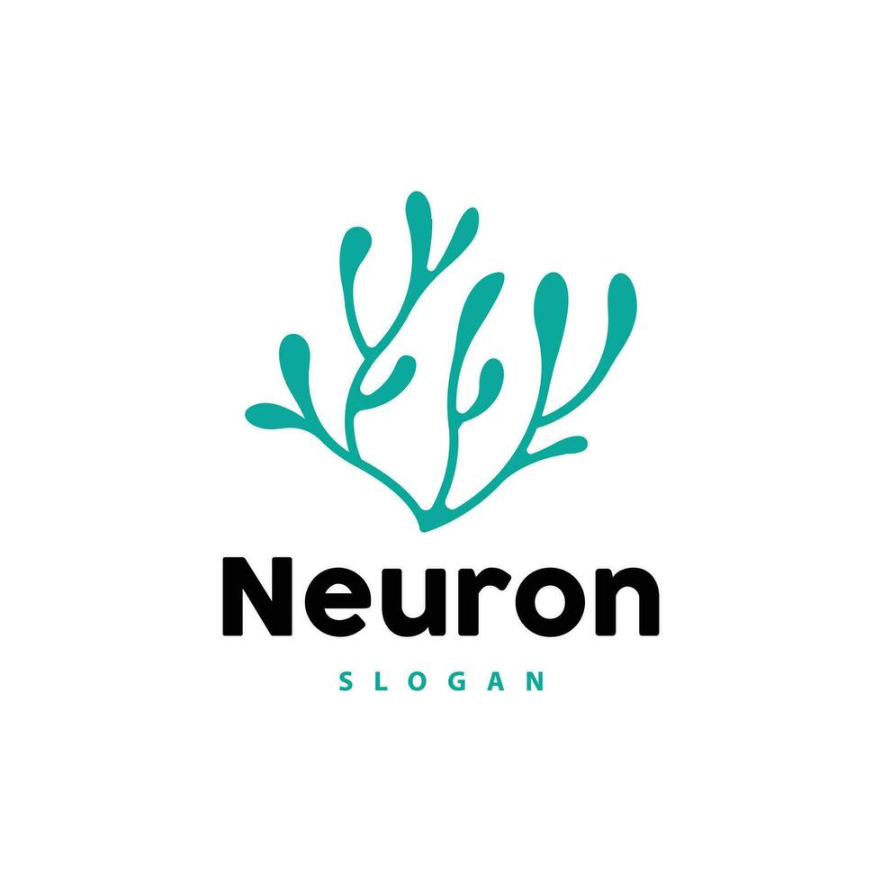 Neuron Logo, Neuron Nerve or Seaweed Vector Abstract Molecule Design, Template Illustration