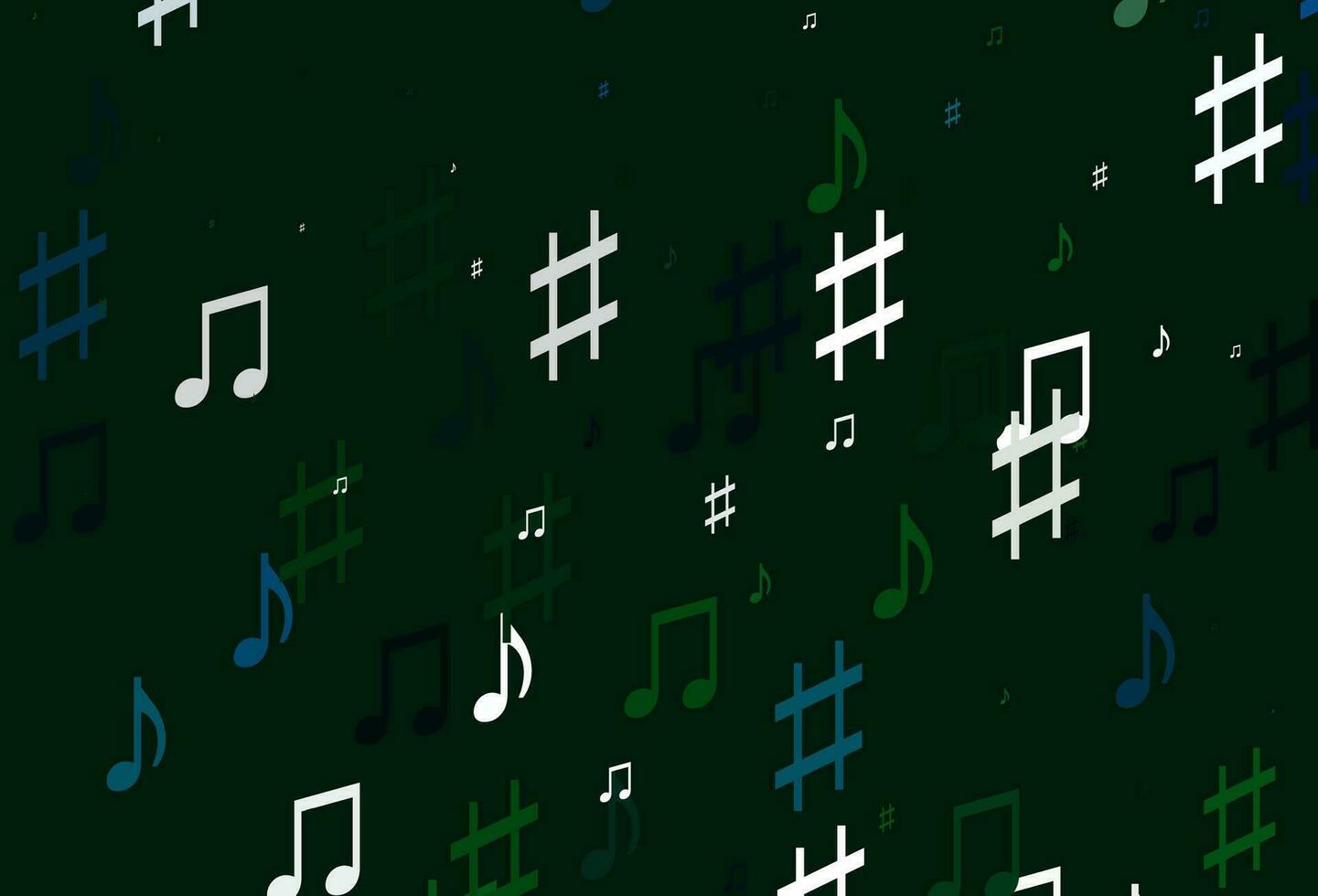 Light Blue, Green vector texture with musical notes.