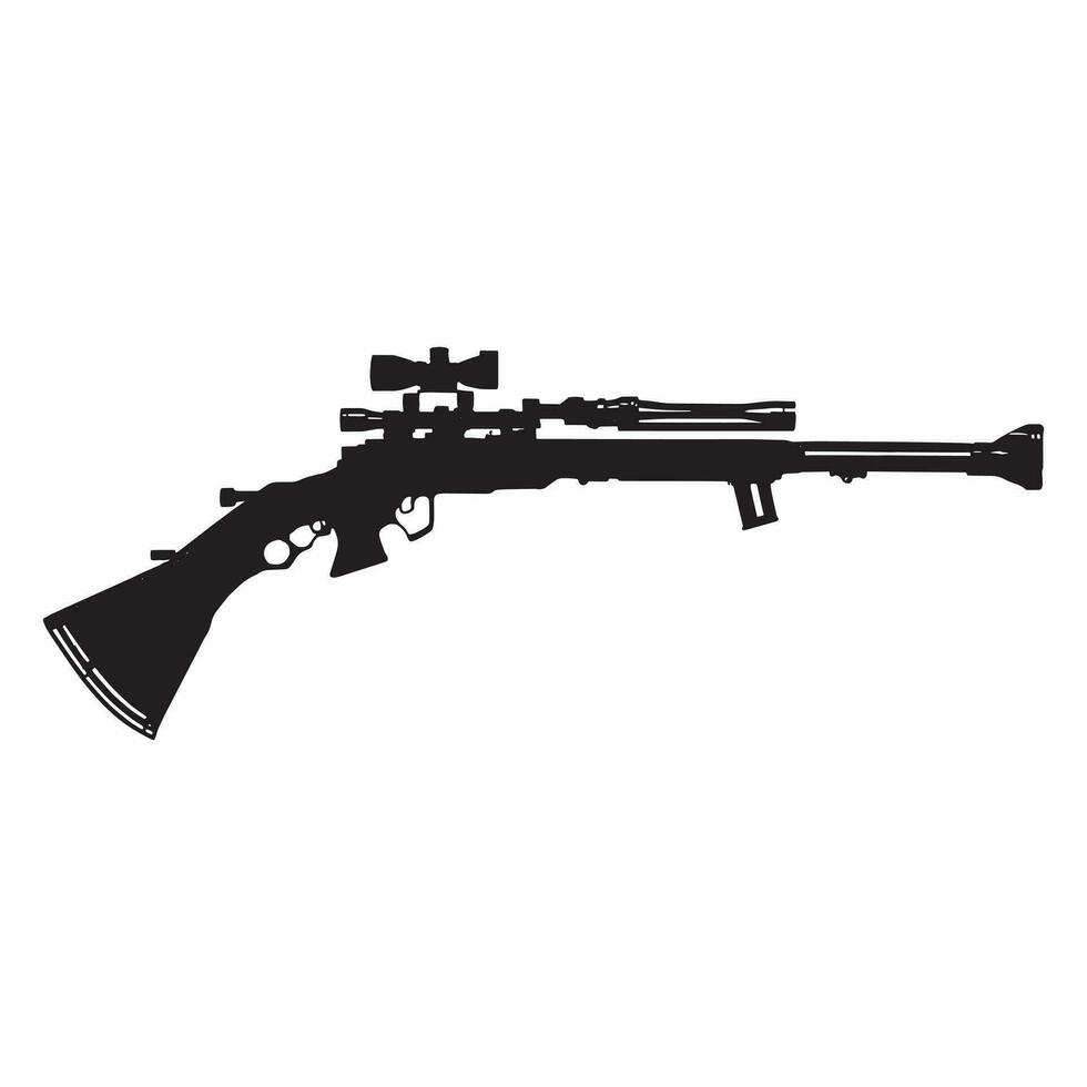 Silhouette Hunting rifle guns Vector set.