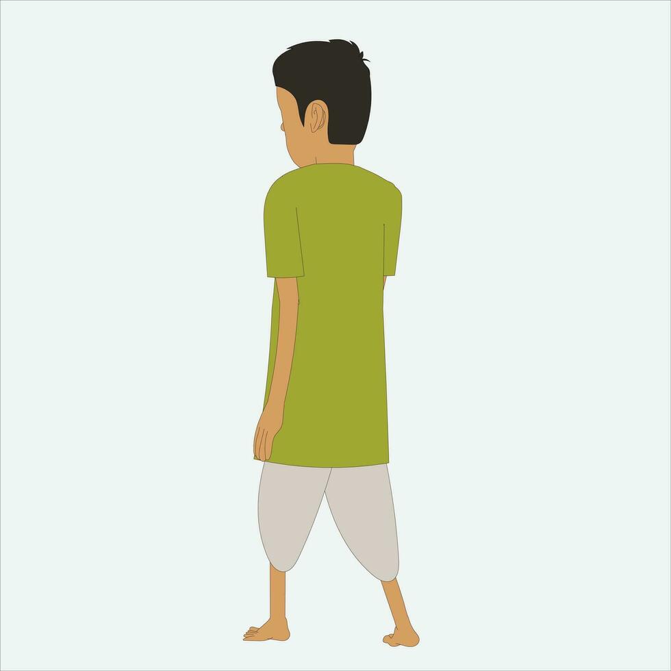 Indian boy character back site vector