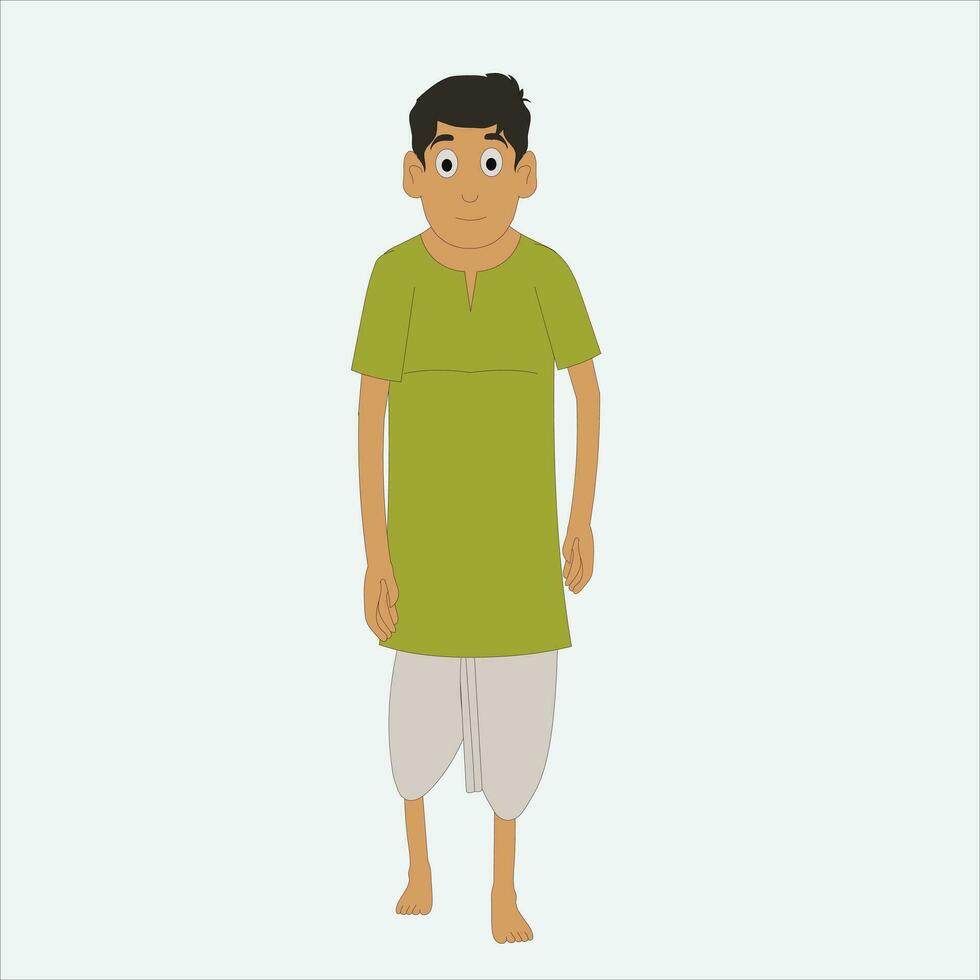 Indian boy character front site vector