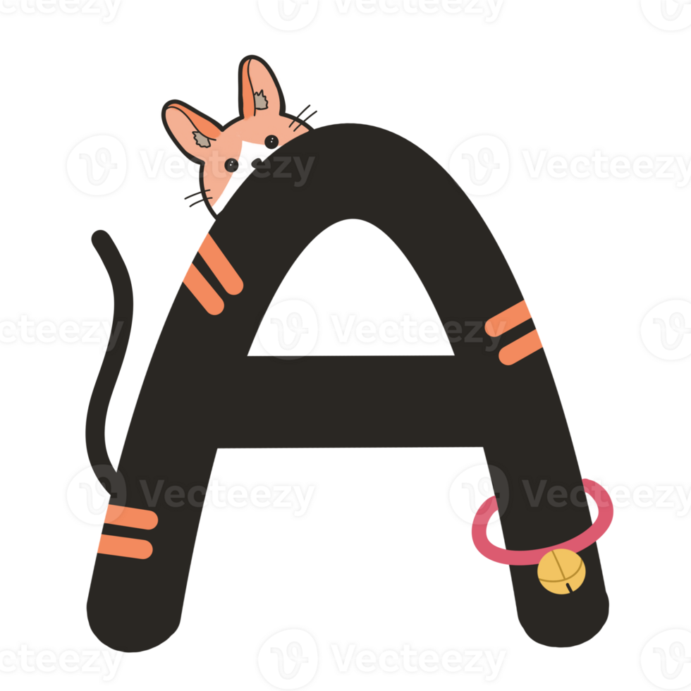 Cute cat alphabet letters Pro PNG