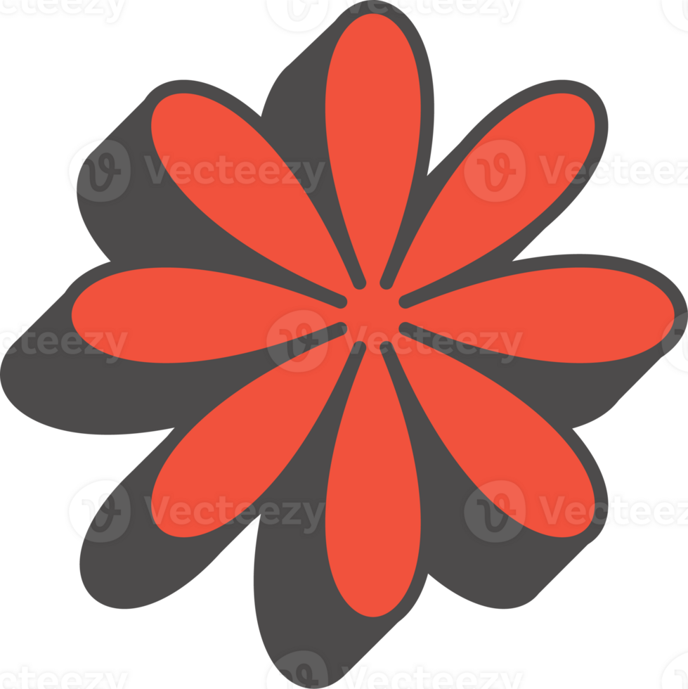 Abstract geometric element. Neobrutalism graphic shape. Minimal groovy Y2k retro sticker. Retro flower and star png