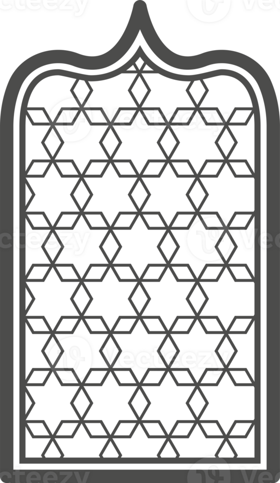 Ramadan window with pattern. Arabic frame of mosque door. Islamic design template. Oriental decoration with ornament. png