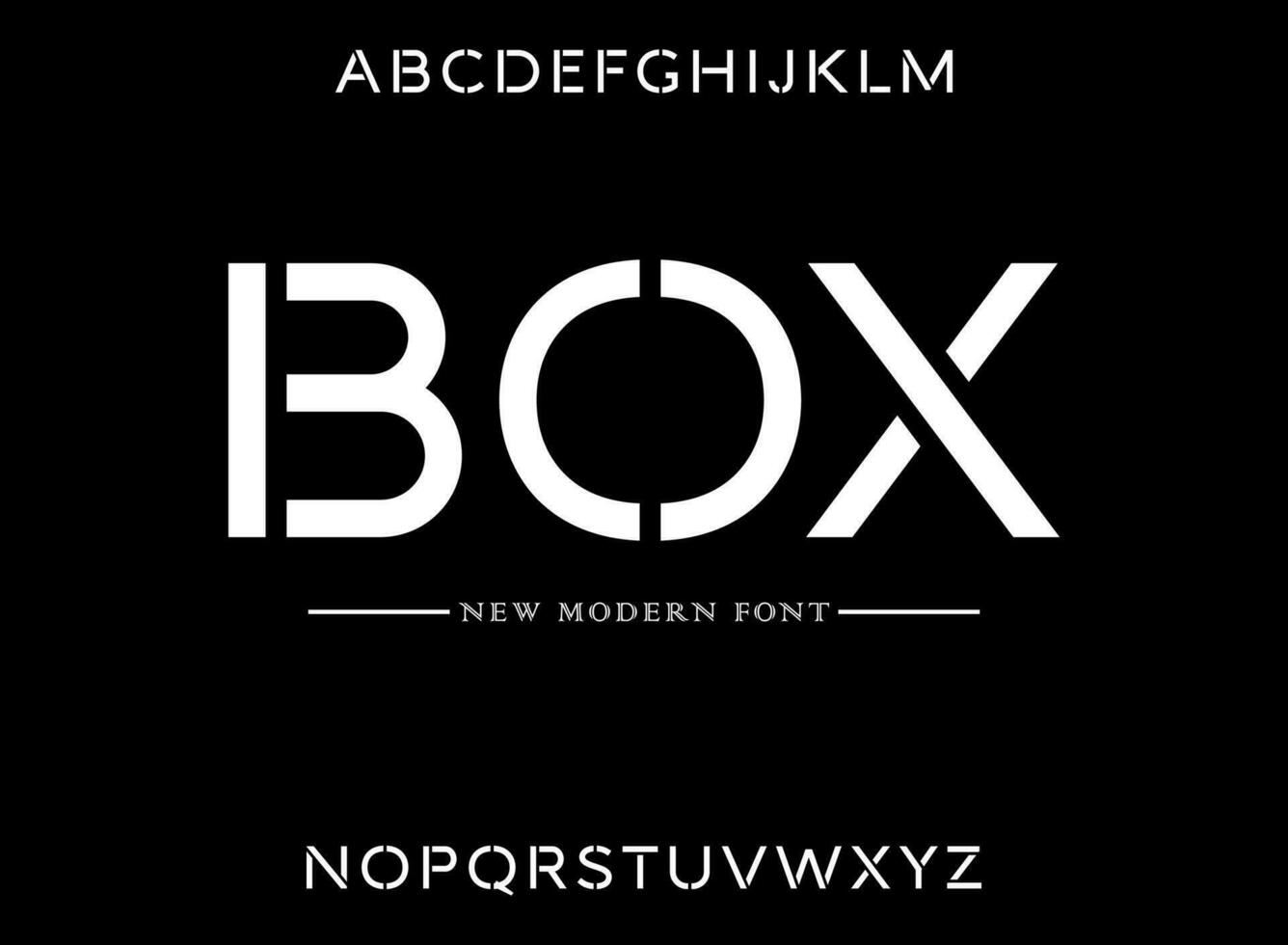 BOX, unique geometric circular display and minimalist style font vector set.