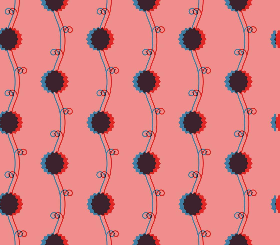 Branch and Flower Seamless Pattern with Risograph Style Trends for Printing Needs, Wallpaper Background vector