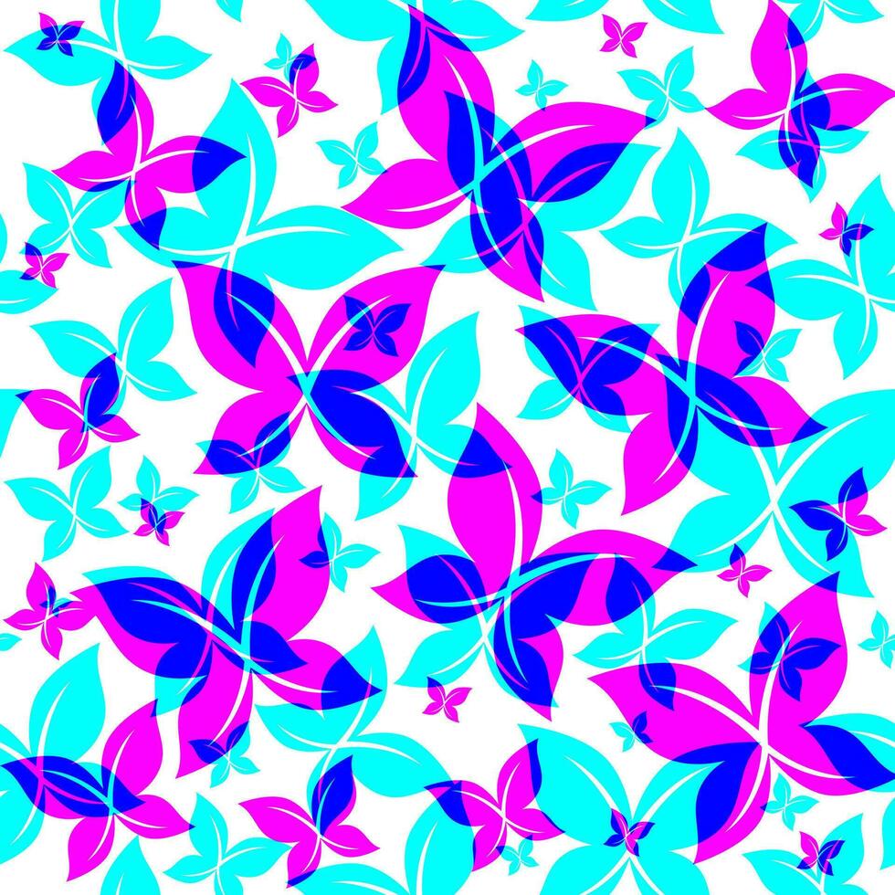 Butterfly Seamless Pattern with Risograph Style Trends for Printing Needs, Wallpaper Background vector