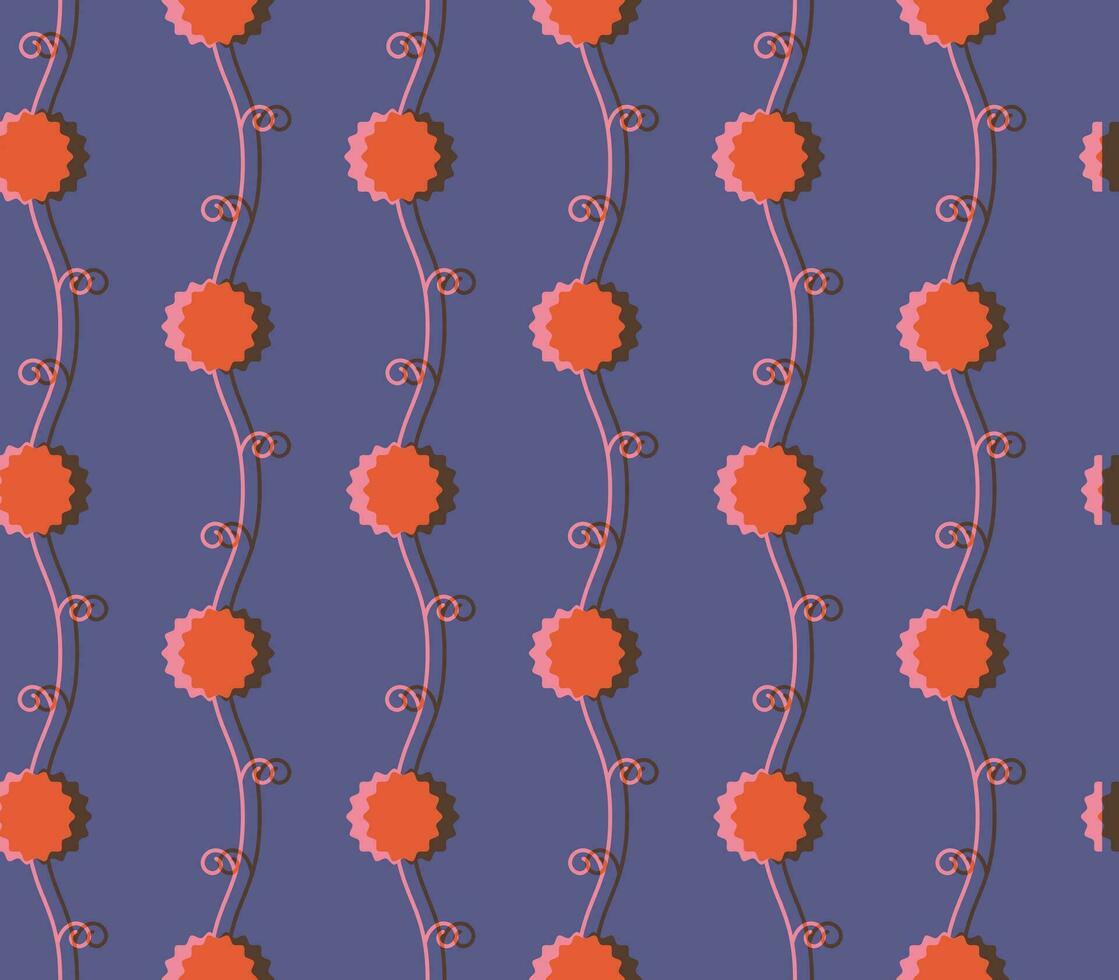 Branch and Flower Seamless Pattern with Risograph Style Trends for Printing Needs, Wallpaper Background vector