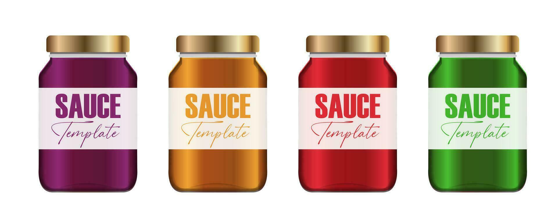 Set of Premium glass container with blank label template isolated on white background vector