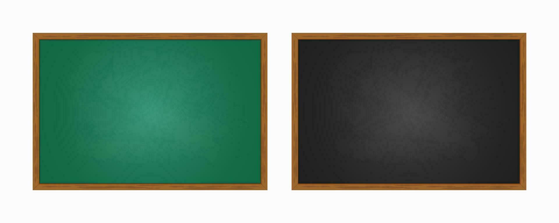 Realistic black and green blackboard in wooden frame isolated on white background vector