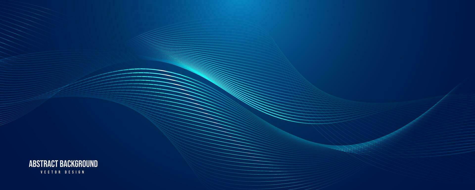 Abstract blue glowing wave on dark background. Modern shiny flowing wave lines design element. Futuristic technology concept vector