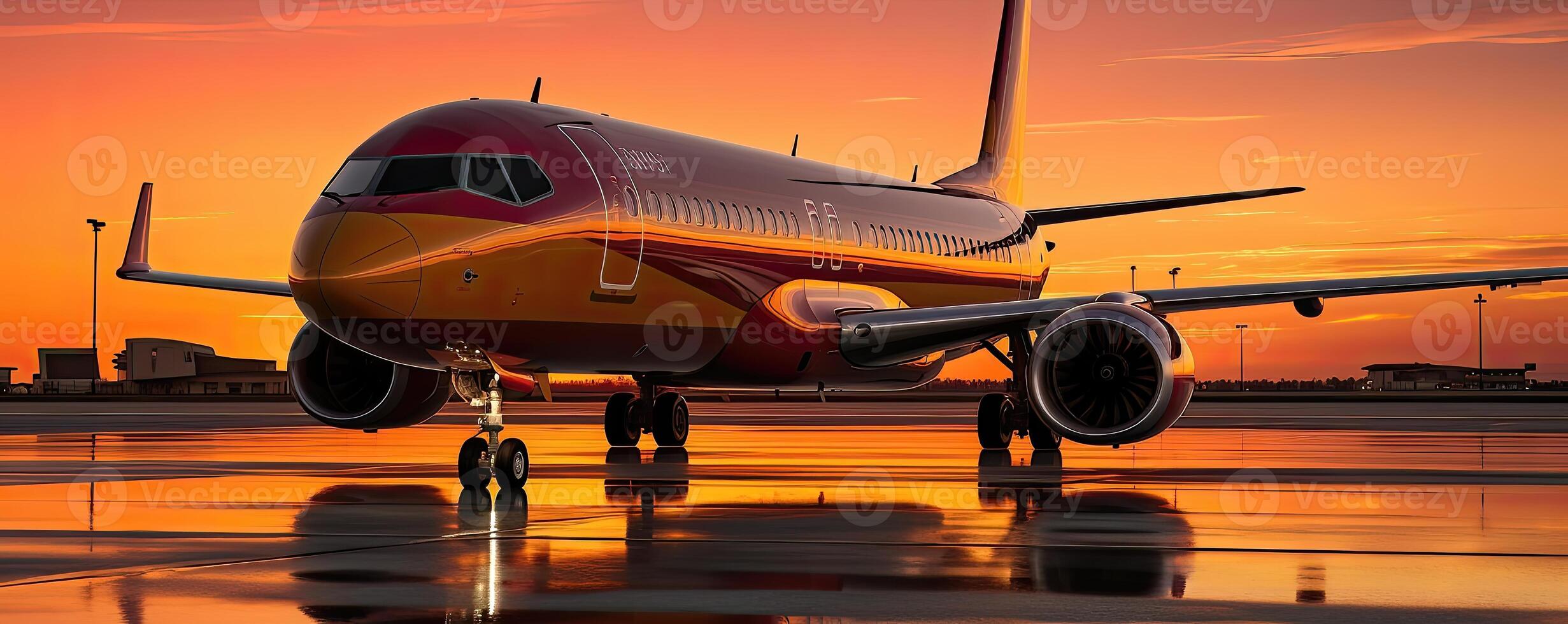 Passenger airplane in the airport - photo