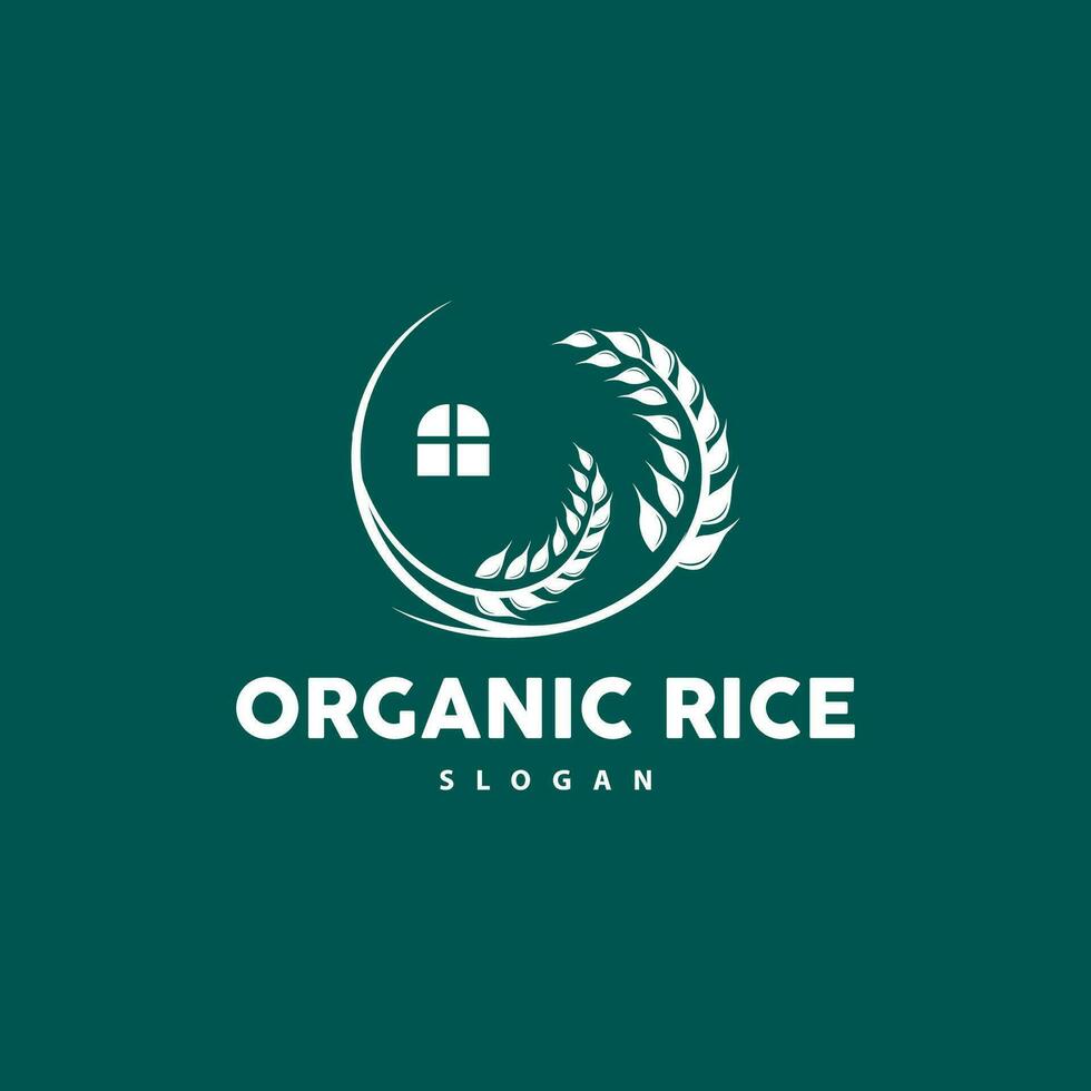 Wheat Grain Rice Logo, Simple Design Organic Vector Illustration Icon Template