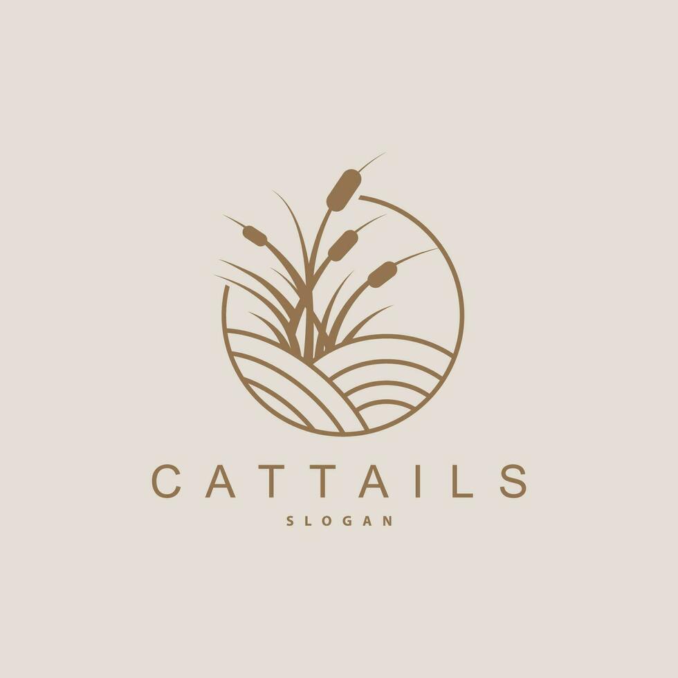 Creeks And Cattails River Logo, Grass Design Simple Minimalist Illustration Vector Template