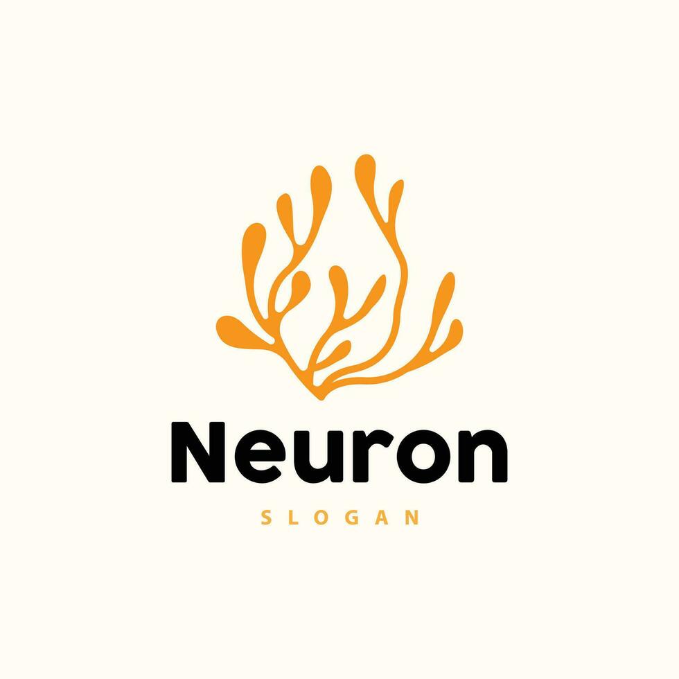Neuron Logo, Neuron Nerve or Seaweed Vector Abstract Molecule Design, Template Illustration