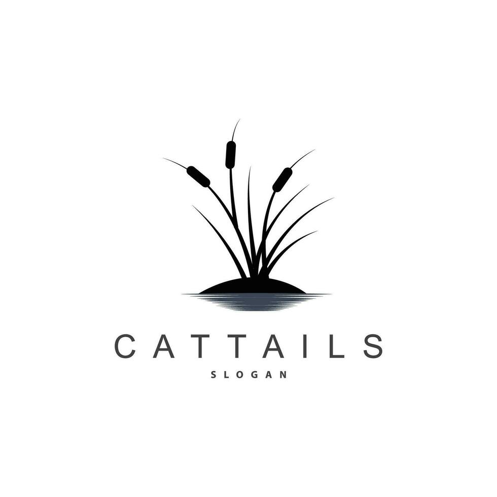 Creeks And Cattails River Logo, Grass Design Simple Minimalist Illustration Vector Template