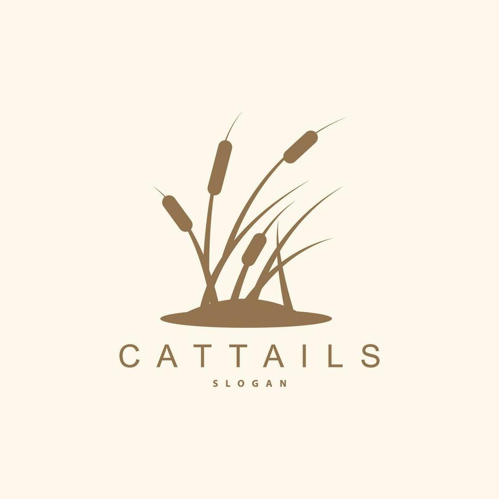 Creeks And Cattails River Logo, Grass Design Simple Minimalist Illustration Vector Template