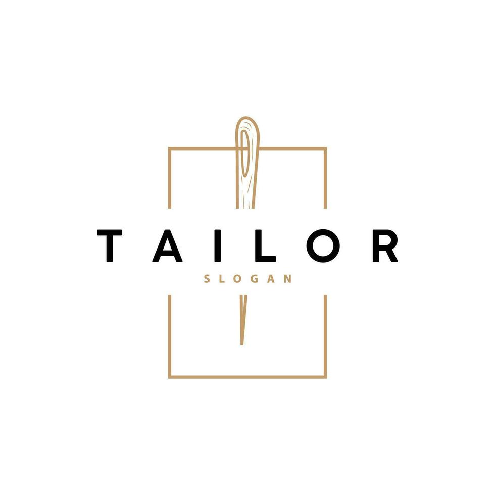 Tailor Logo, Needle and Thread Vector, Retro Vintage Simple Minimalist Old Inspiration Design vector