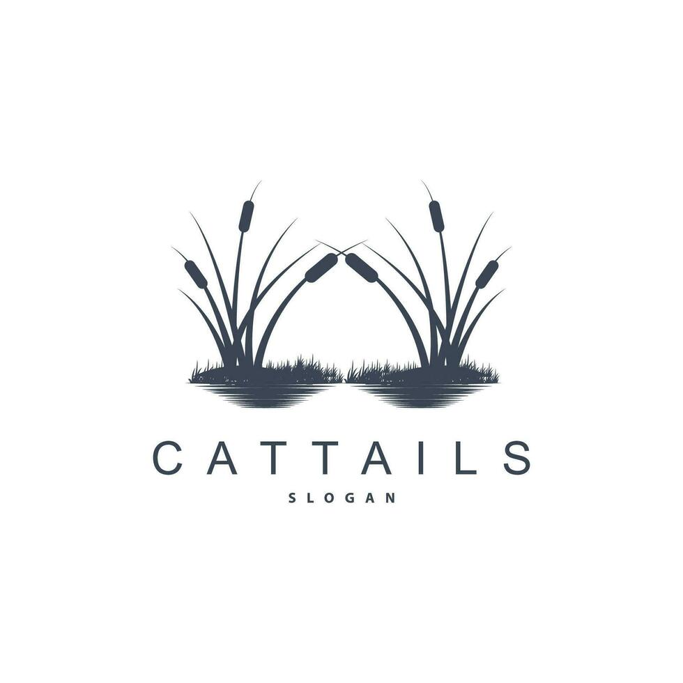 Creeks And Cattails River Logo, Grass Design Simple Minimalist Illustration Vector Template