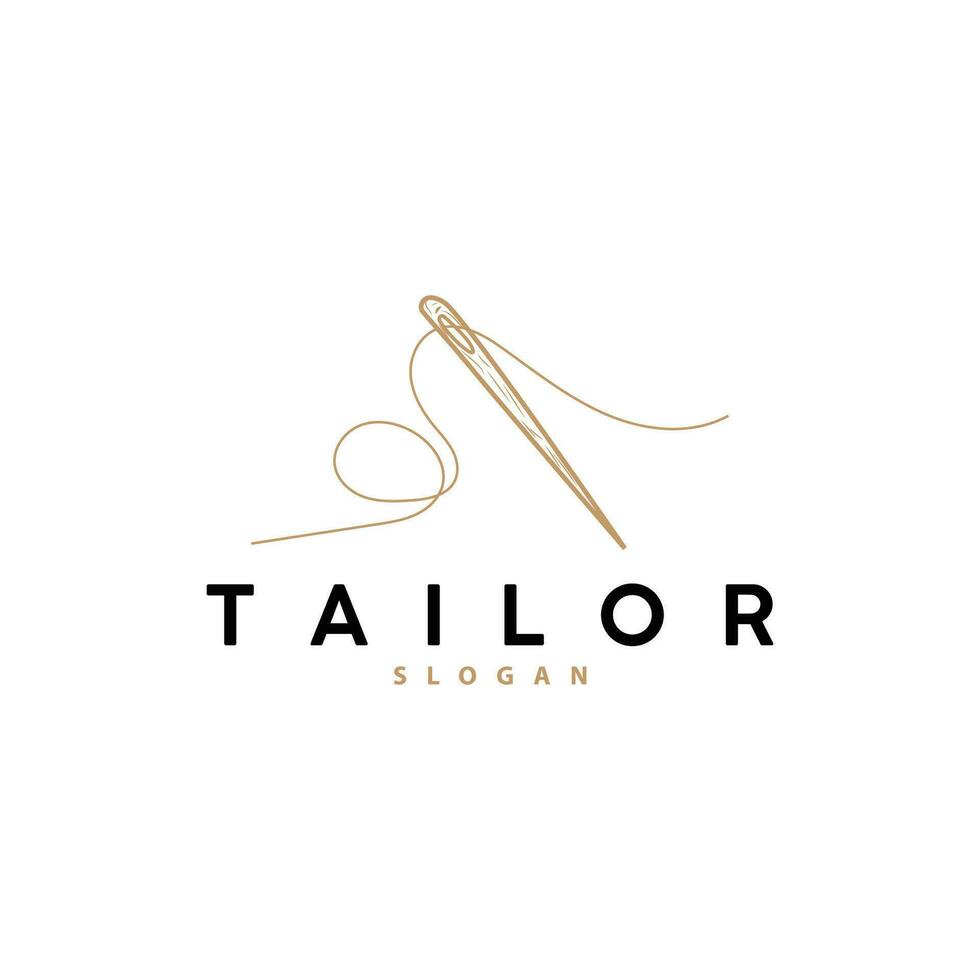 Tailor Logo, Needle and Thread Vector, Retro Vintage Simple Minimalist Old Inspiration Design vector