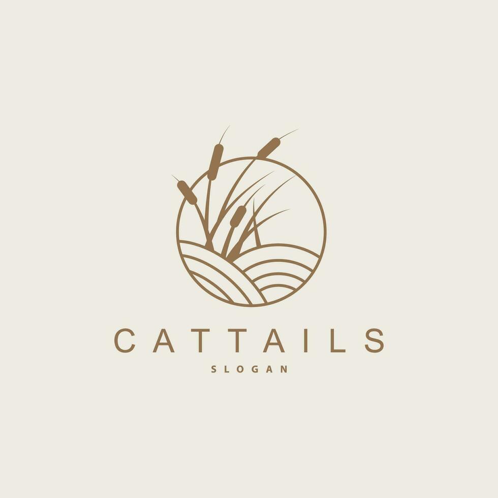 Creeks And Cattails River Logo, Grass Design Simple Minimalist Illustration Vector Template