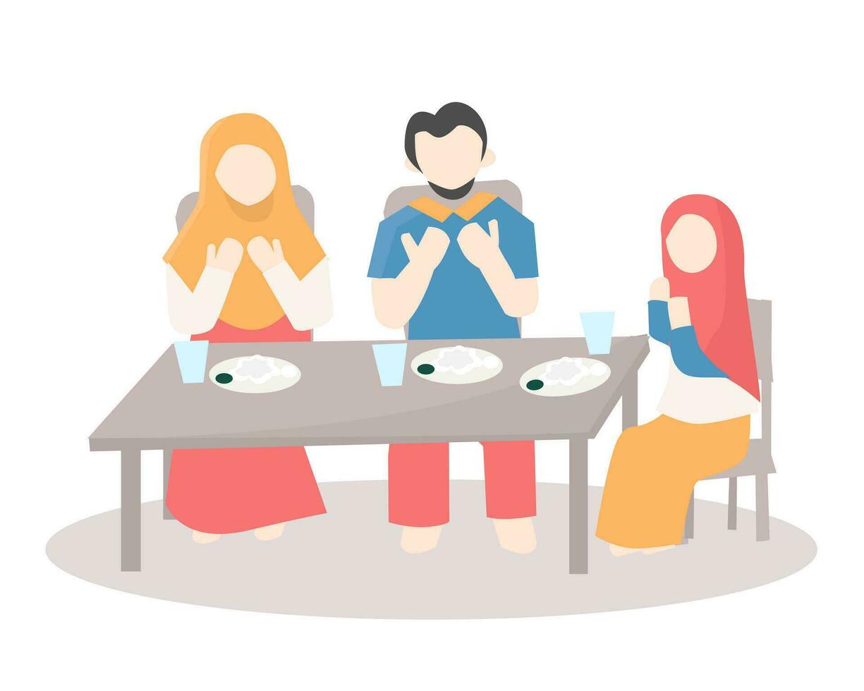 Muslim Family Each Together Illustration vector