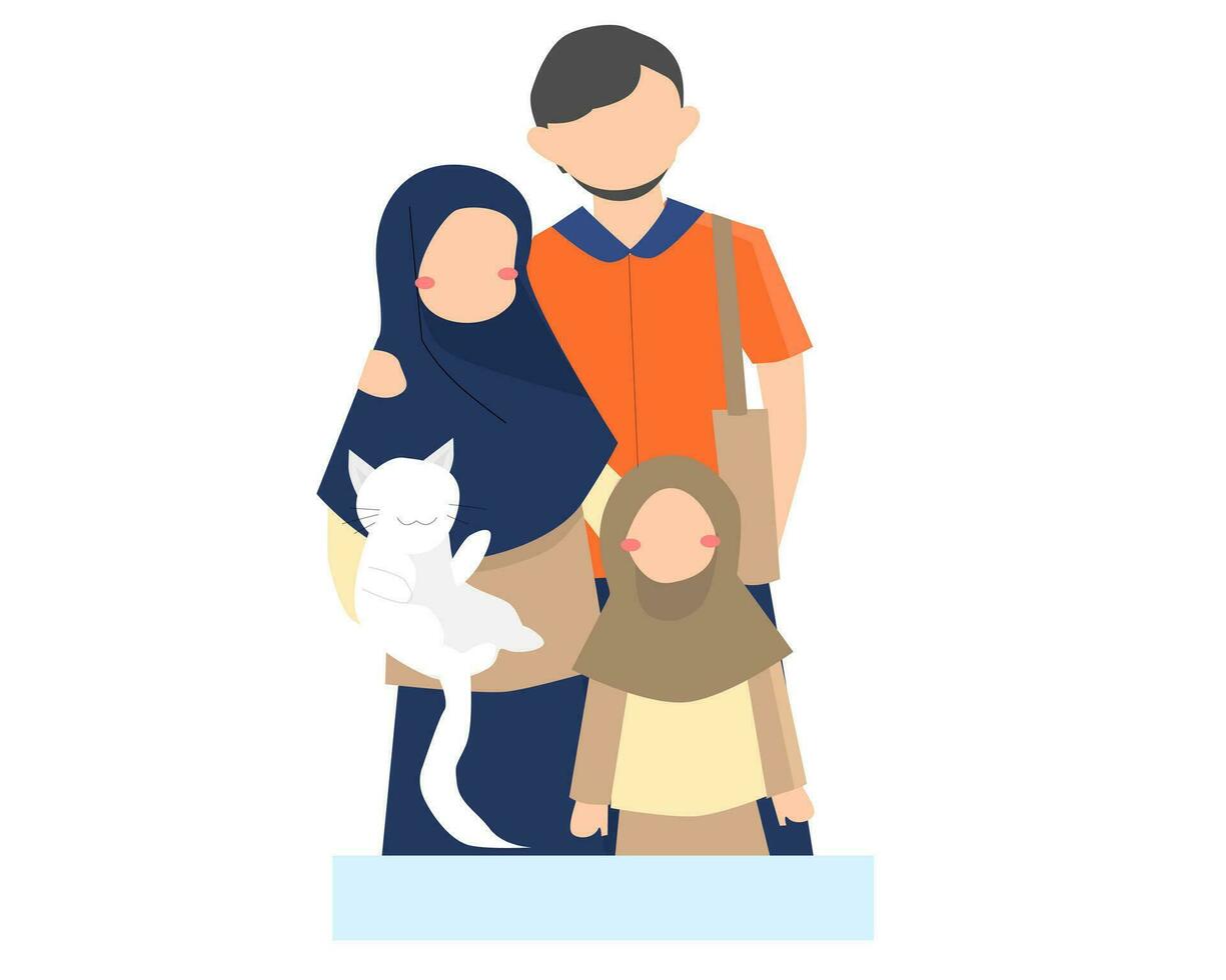 Cute Happy Muslim Family Illustration vector