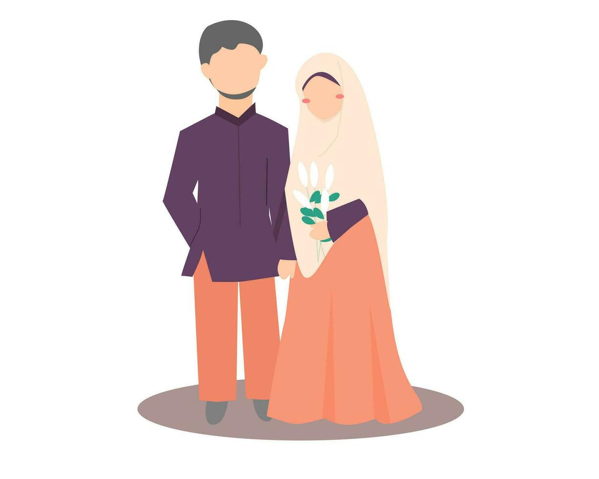 Muslim Wedding Couple Illustration vector