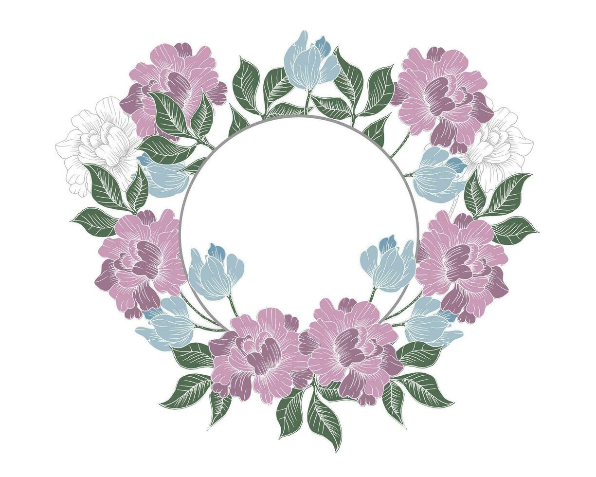 Hand Drawn Rose Flower Wreath vector