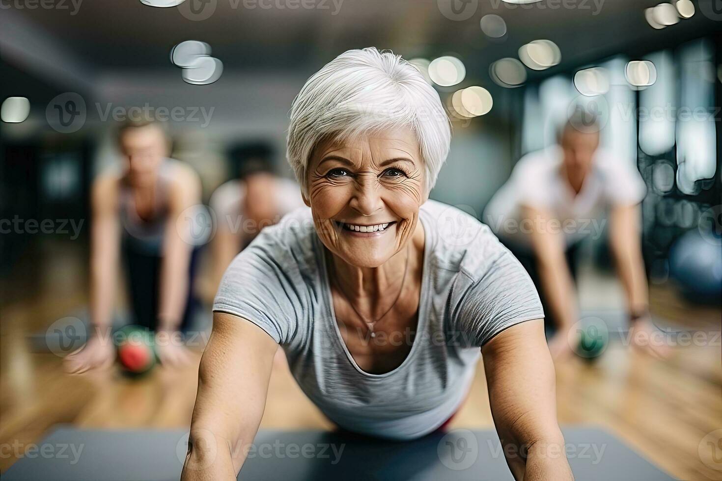 Senior woman exercising at a gym - AI Generative photo