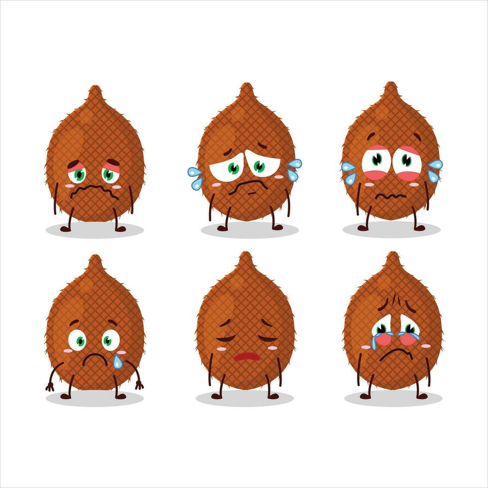 Salak cartoon in character with sad expression vector