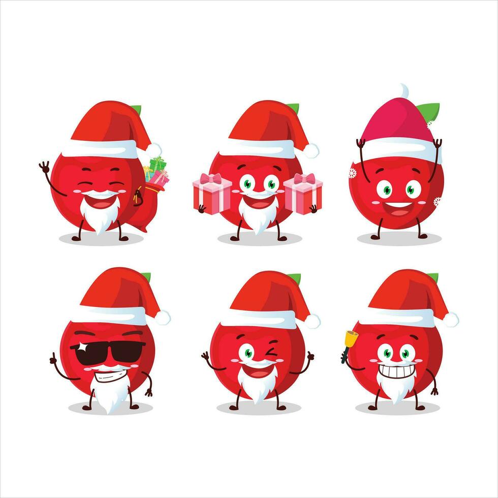 Papa Noel claus emoticones con Cereza dibujos animados personaje vector