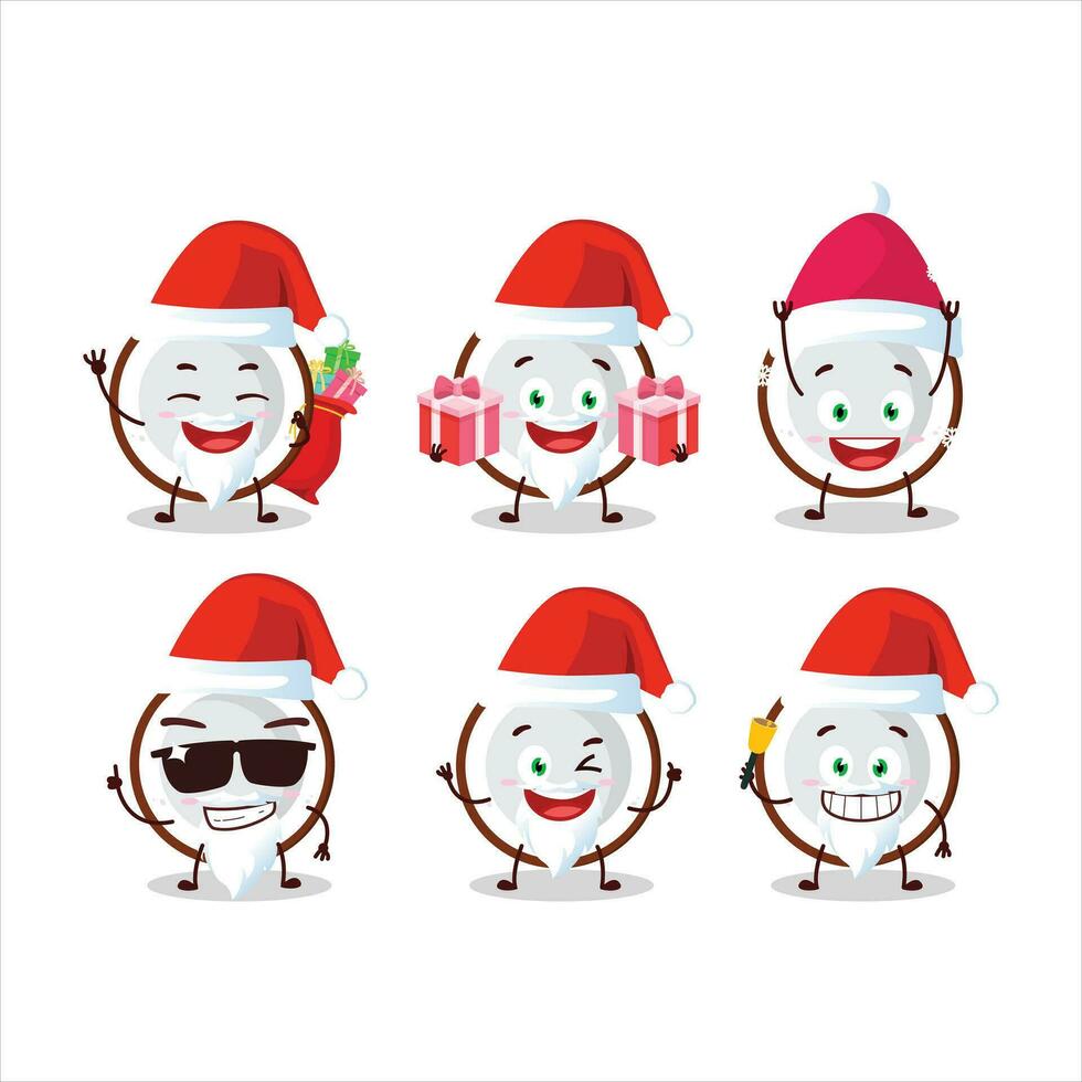 Papa Noel claus emoticones con rebanada de Coco dibujos animados personaje vector