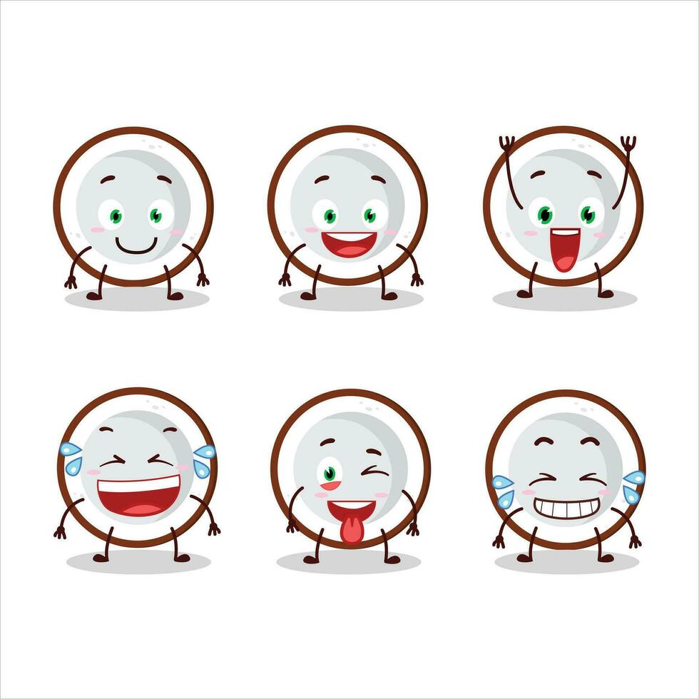 Cartoon character of slice of coconut with smile expression vector