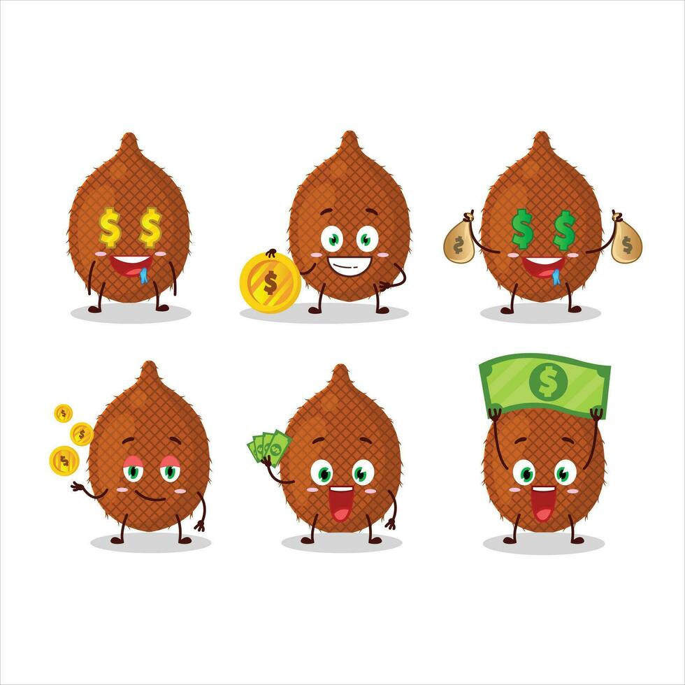 salak dibujos animados personaje con linda emoticon traer dinero vector