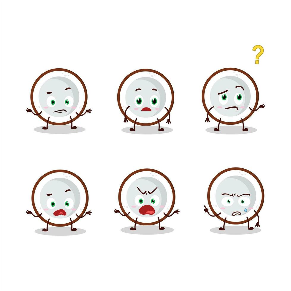 Cartoon character of slice of coconut with what expression vector