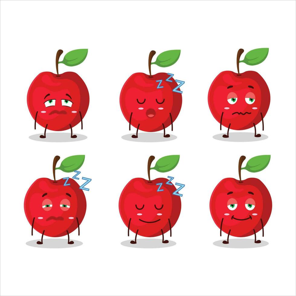 Cartoon character of cherry with sleepy expression vector