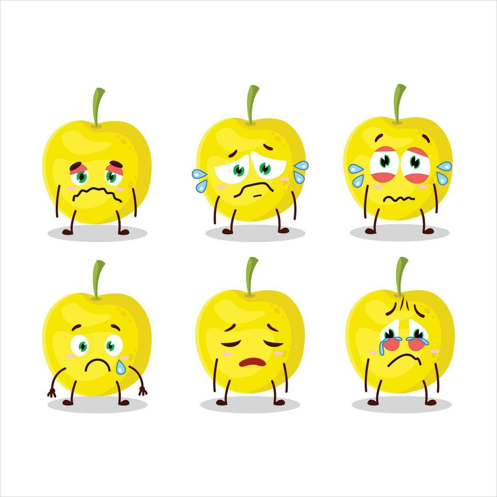 amarillo Cereza dibujos animados personaje con triste expresión vector