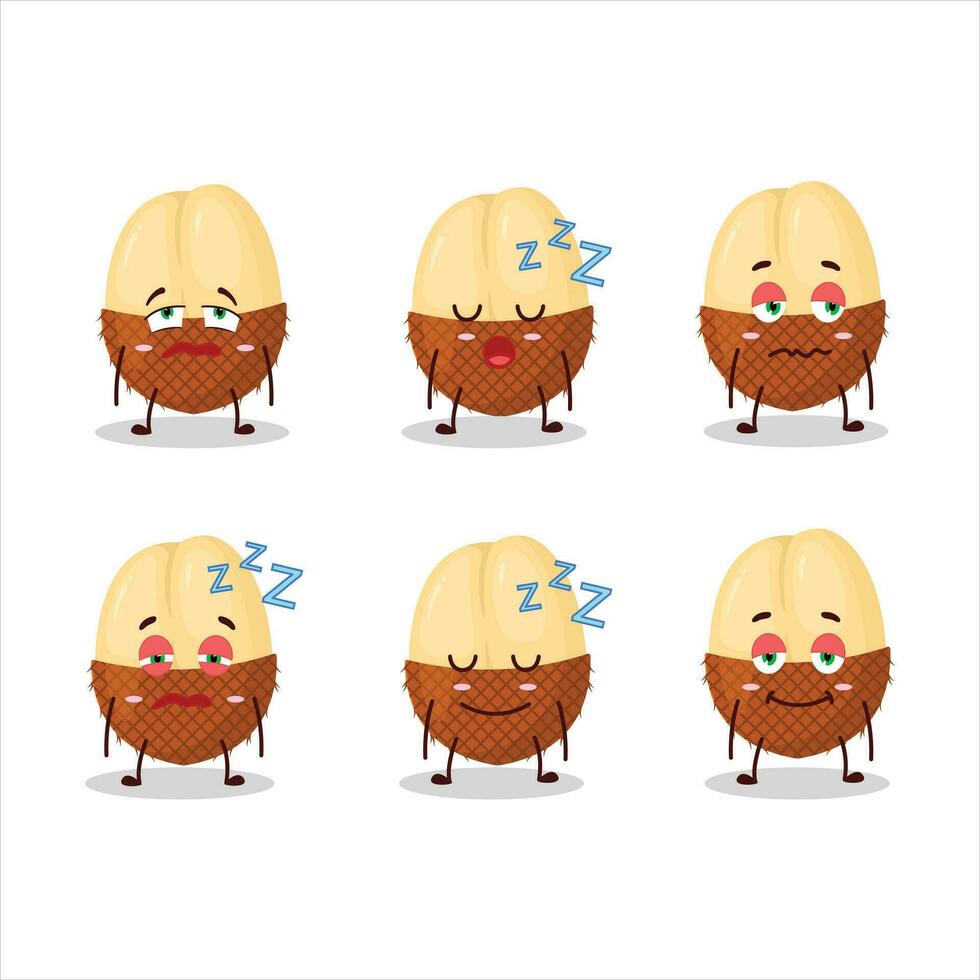 Cartoon character of slice of salak with sleepy expression vector