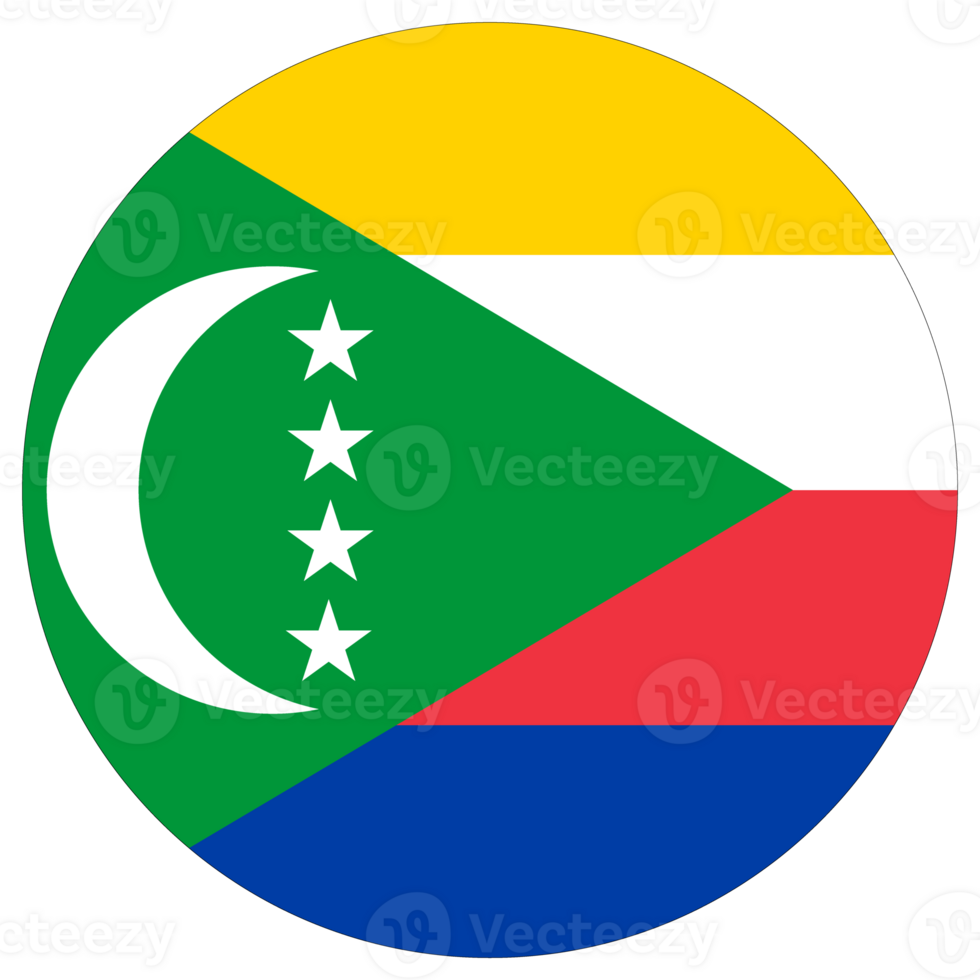 Comoros flag in circle. Flag of Comoros in round shape png