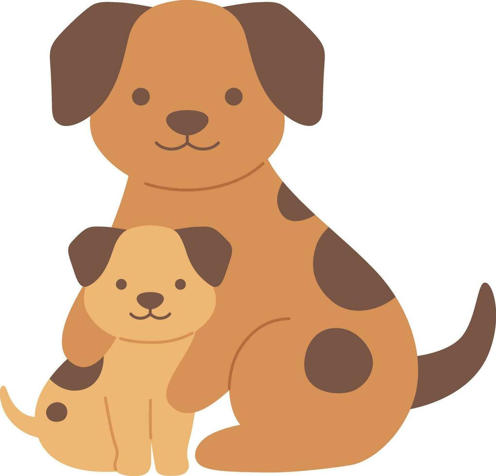 linda perro con perrito en blanco antecedentes vector ilustración diseño