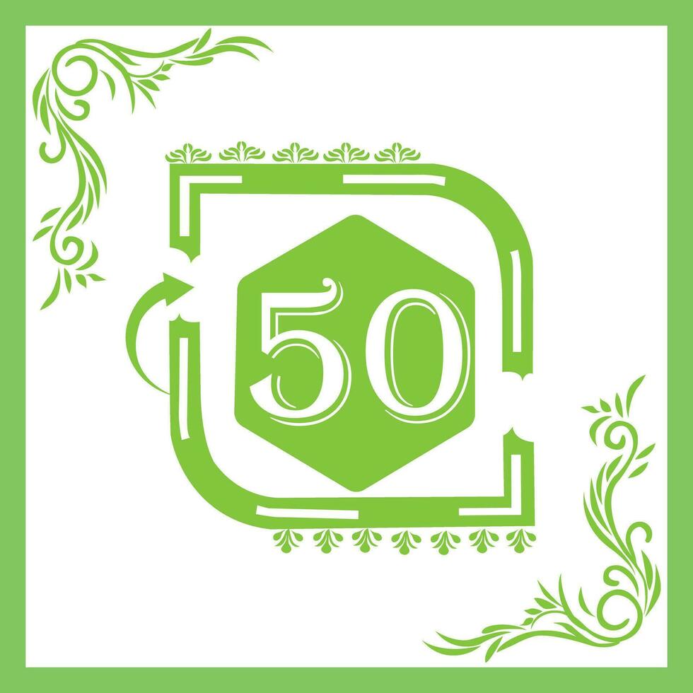 Organic Leaf Design with Number 50 vector