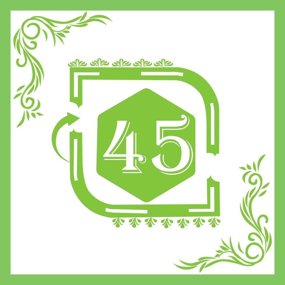 Organic Leaf Design with Number 45 vector