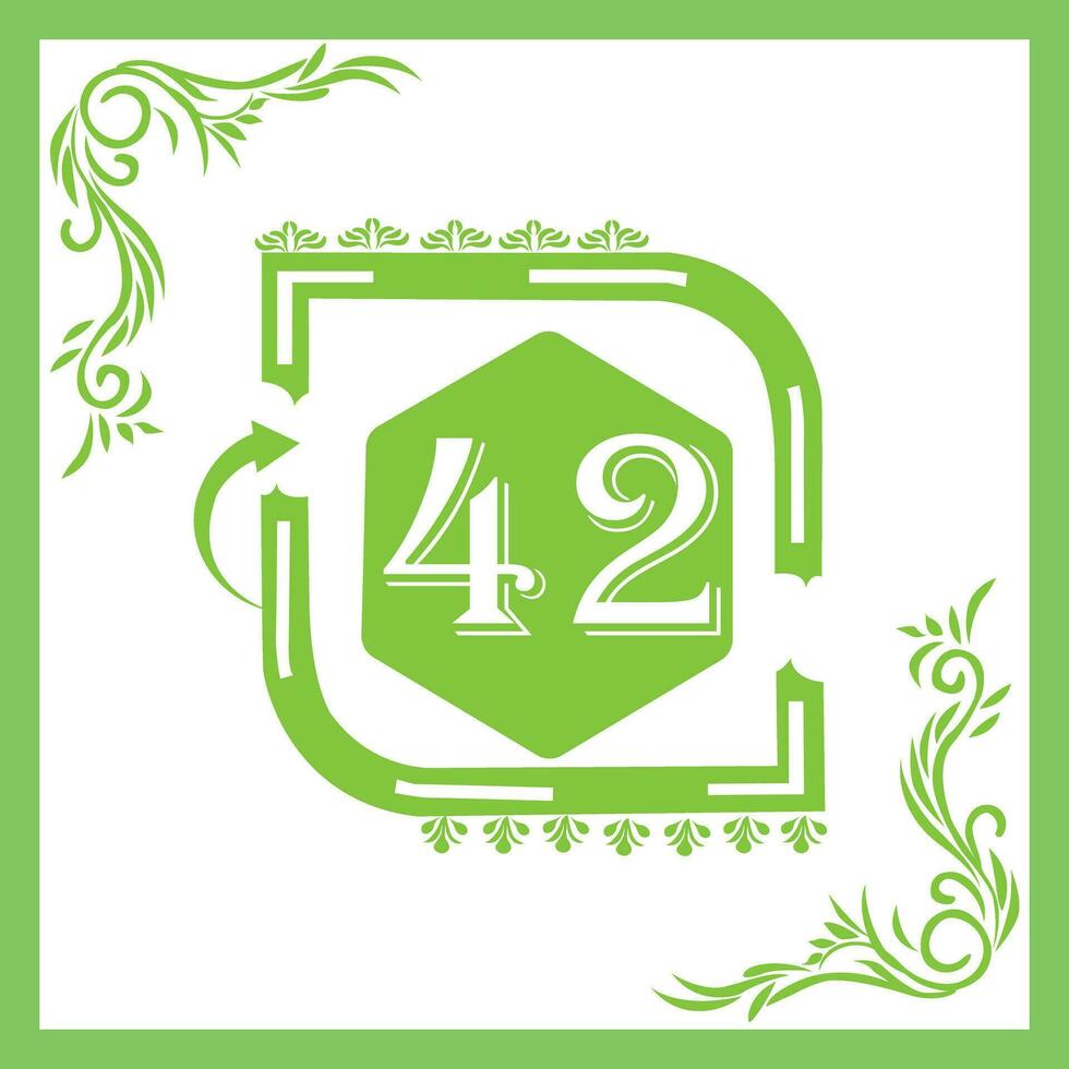 Organic Leaf Design with Number 42 vector
