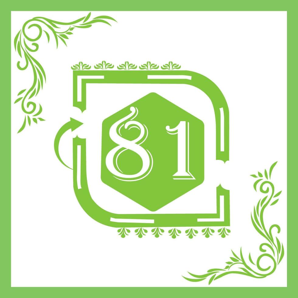 Organic Leaf Design with Number 81 vector