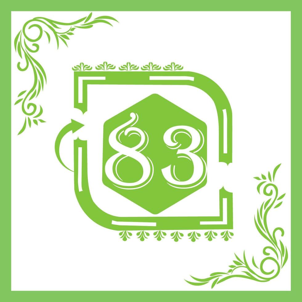 Organic Leaf Design with Number 83 vector